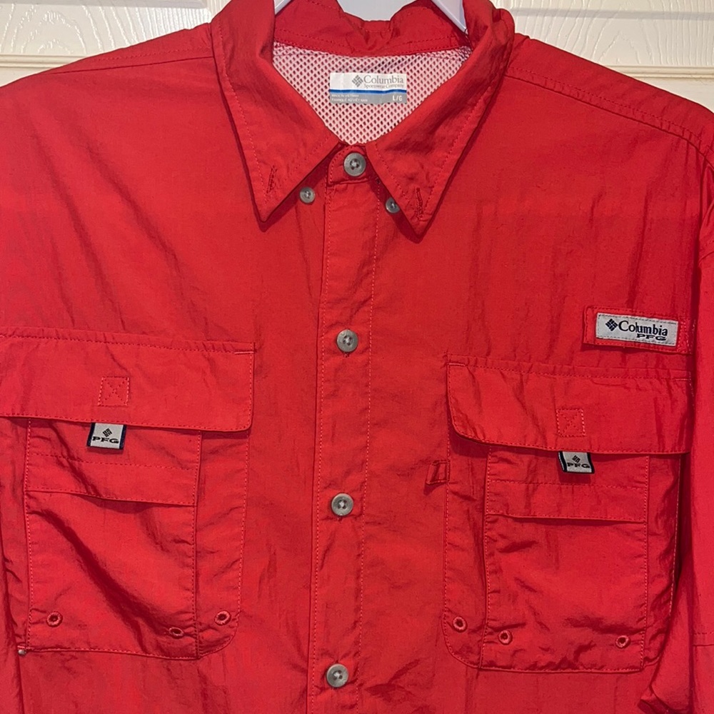 Columbia PFG Long Sleeve Shirt Red